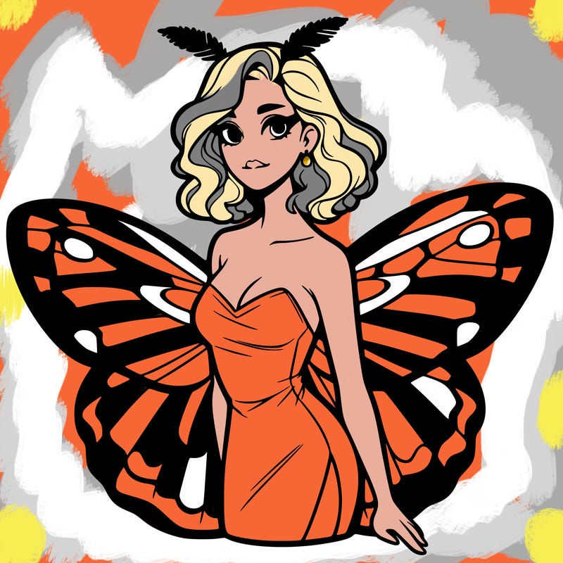 woman with moth wings