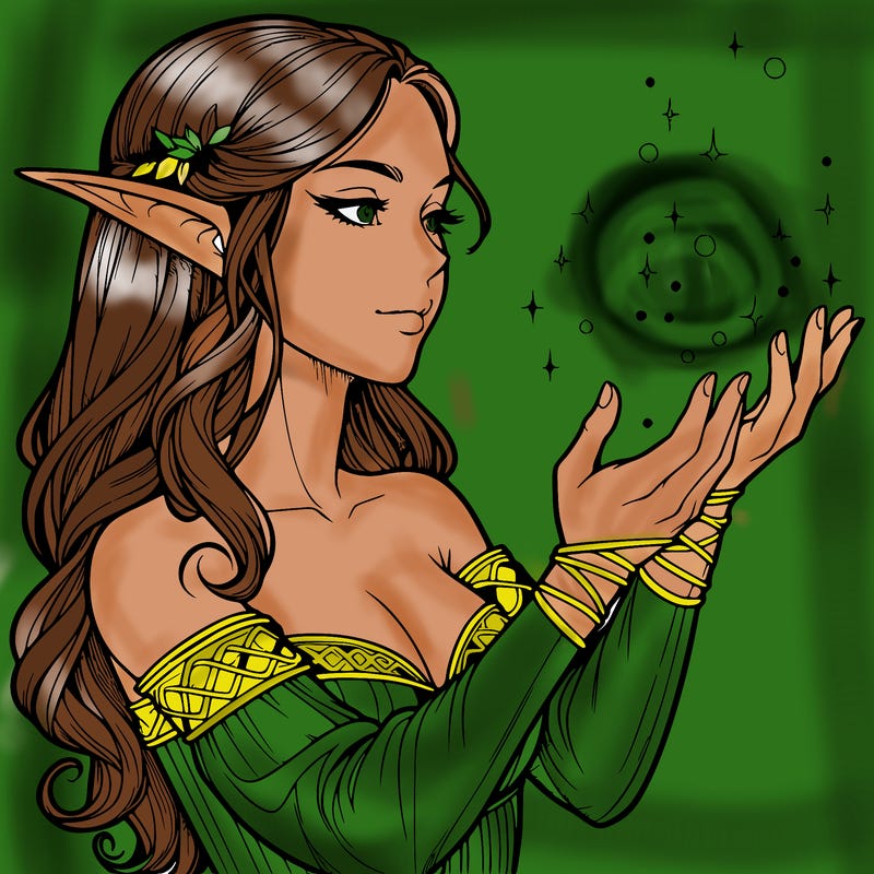 realistic elf girl doing magic