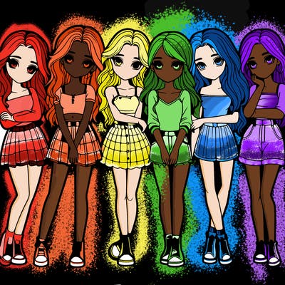 a group of girls realistic