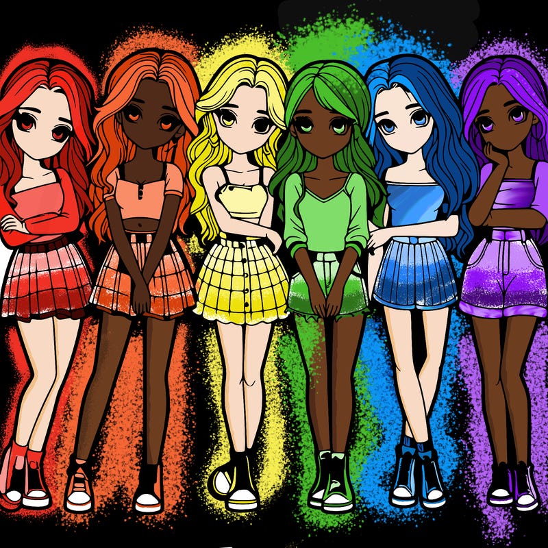 a group of girls realistic