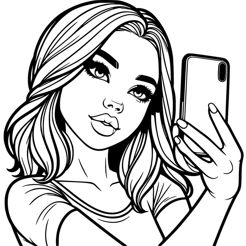 realistic girl takeing a selfie