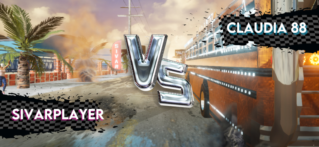 Sivar Race Ultimate - Online versus screen in Sivar Race Ultimate showing two players and a customized Salvadoran bus