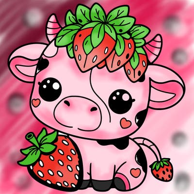 cute strawberry cow