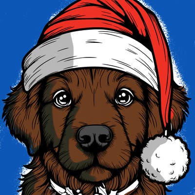 realistic dog with a christmas hat