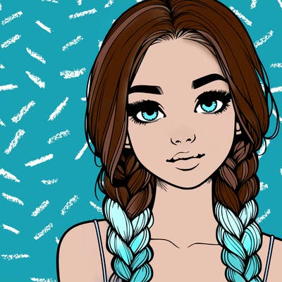 realistic girl with braids