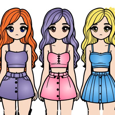 girl wearing crop top and mini skirt