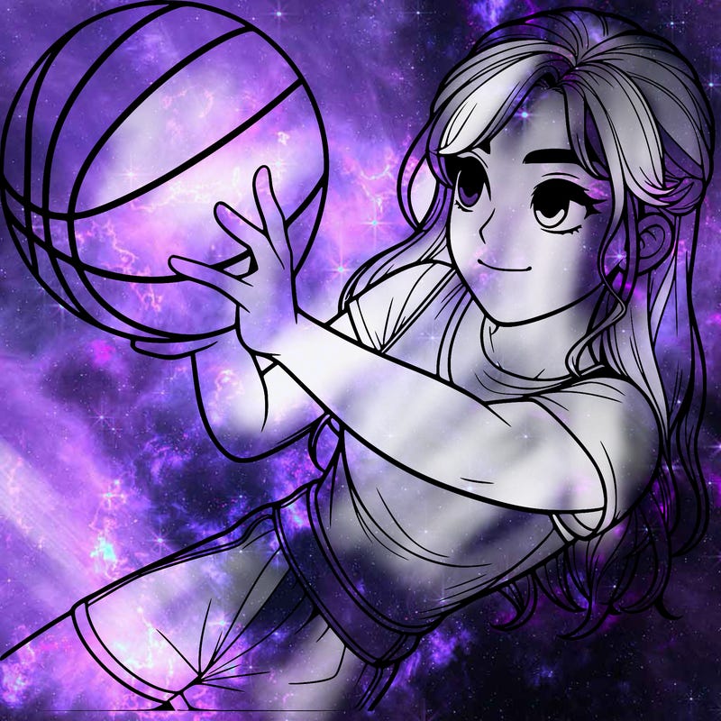 realistic girl playing basketball