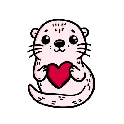 otter with a heart