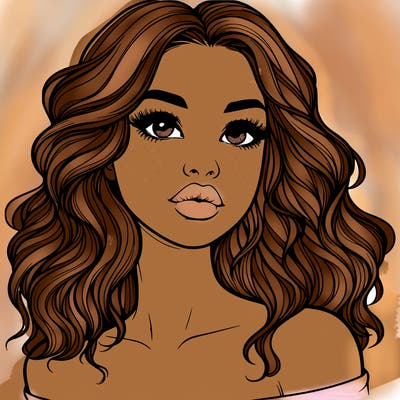 realistic girl with wavy hair and lips