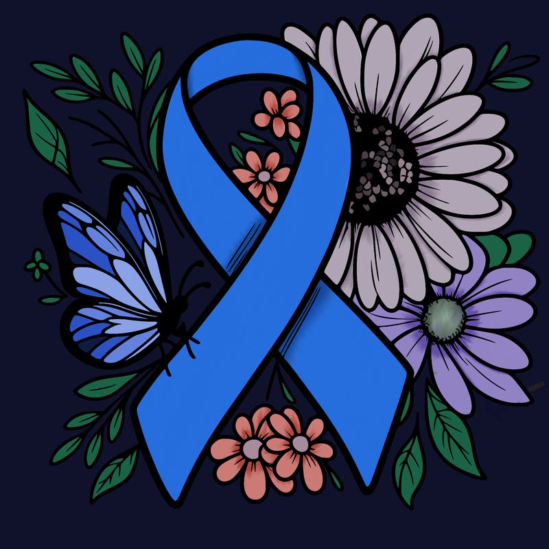 cancer awareness symbol with flowers and butterflies