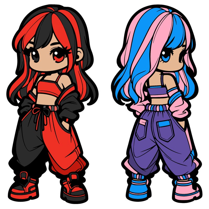 girl in crop top and baggy pants