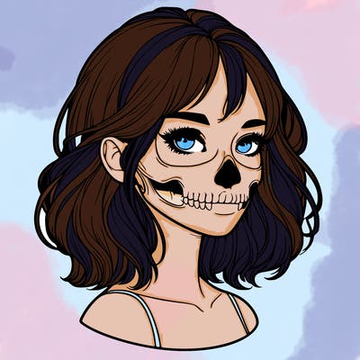 realistic girl with skull