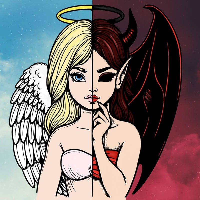 realistic angel half demon