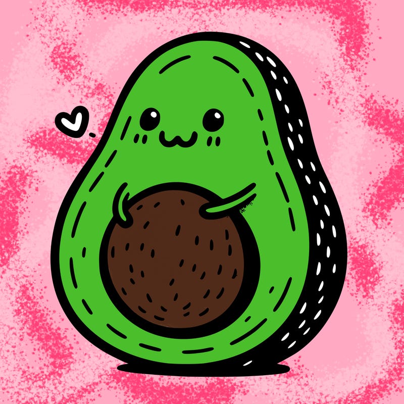 an avocado hugging an avocado