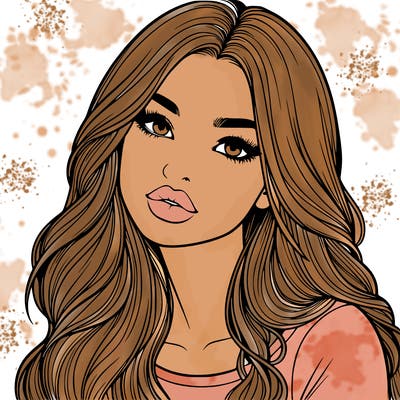 realistic girl with hair on her hair and lips