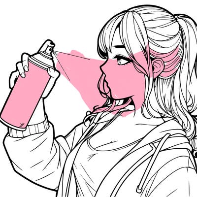 a realistic girl spray, painting