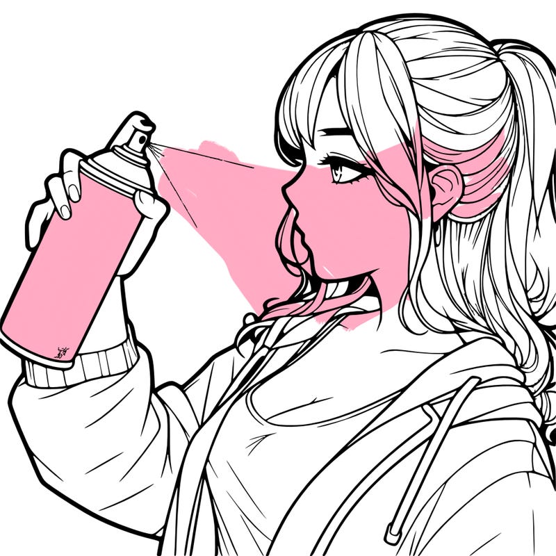 a realistic girl spray, painting