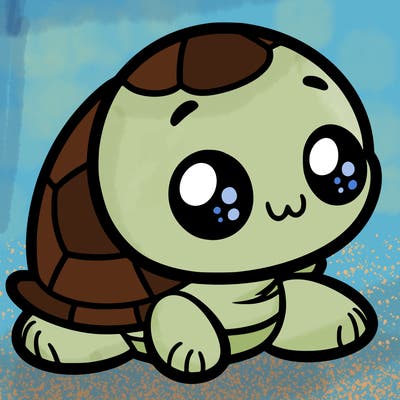 cute little animated turtle