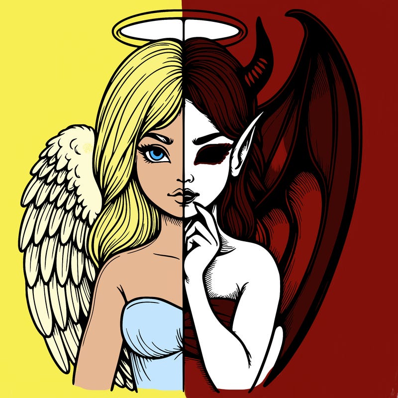 realistic angel half demon