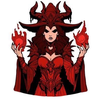 realistic evil sorceress fantasy chaos