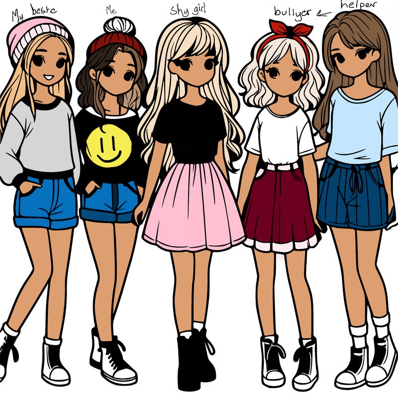 a group of five girls