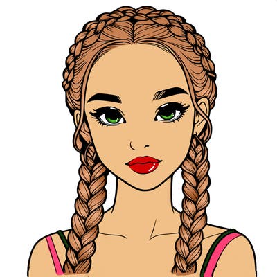 realistic girl with braids
