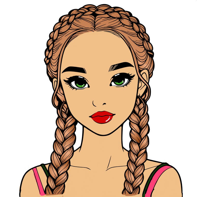 realistic girl with braids