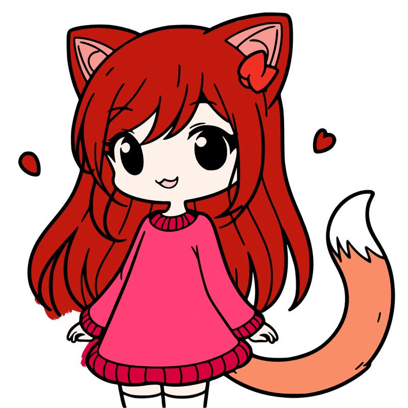 girl with cat ears and tail
