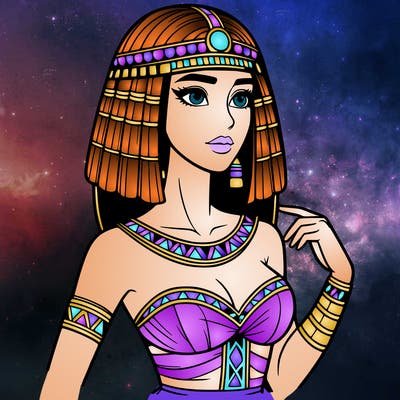 realistic woman wearing a cleopatra costume