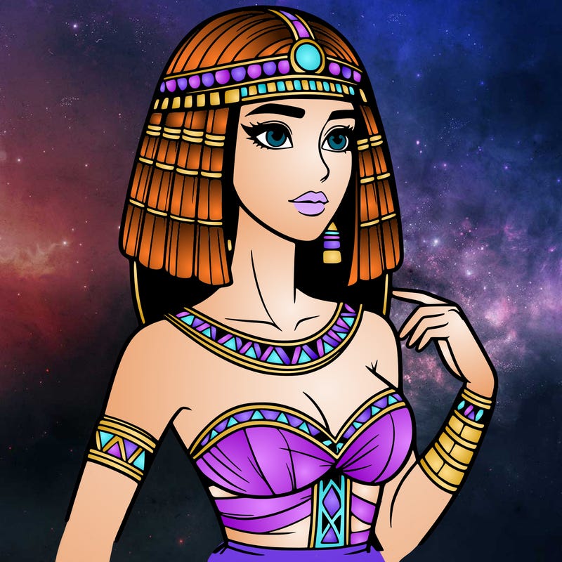 realistic woman wearing a cleopatra costume
