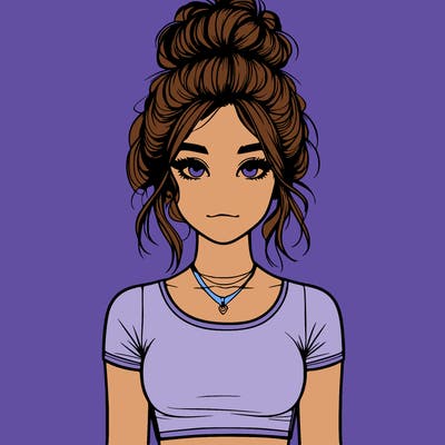 realistic girl with messy bun and croptop