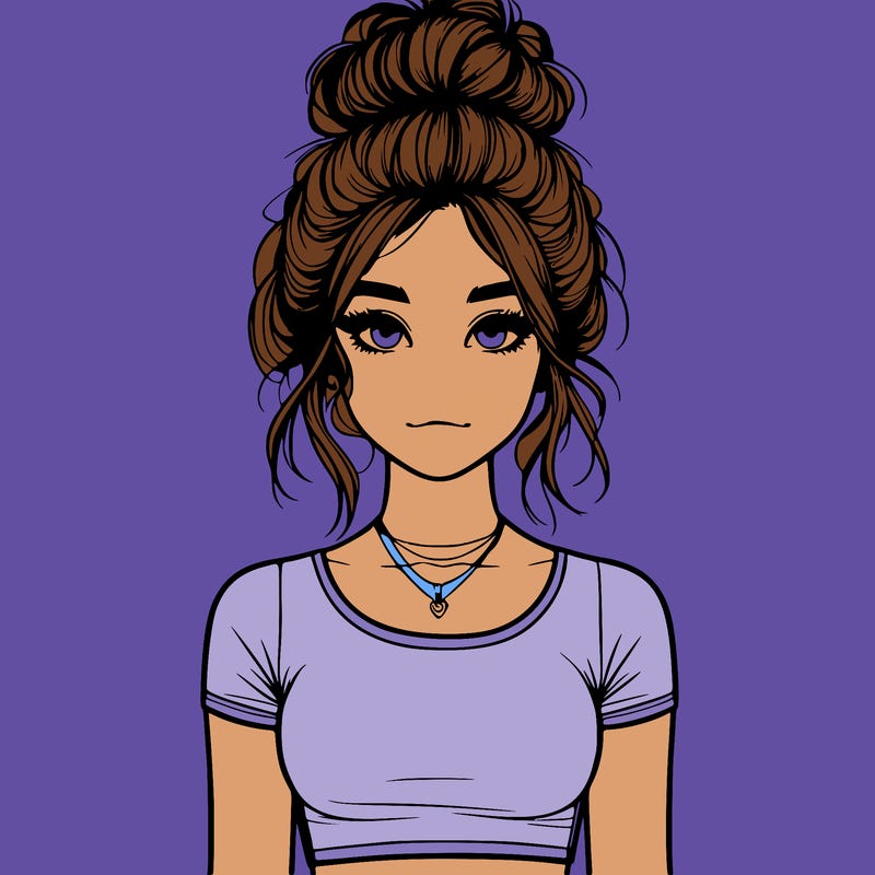 realistic girl with messy bun and croptop