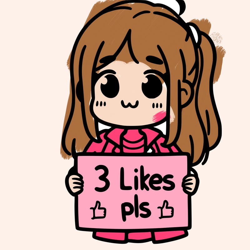 girl holding sign saying 3 likes pls