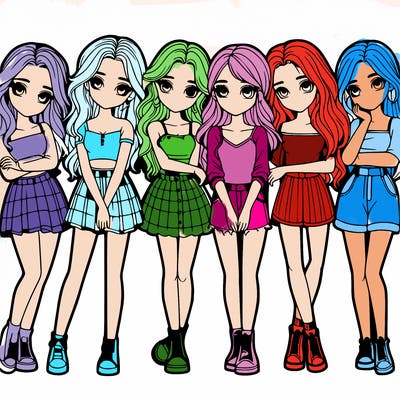 a group of girls realistic