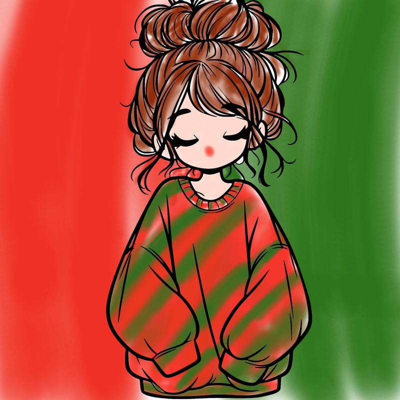 girl with baggy sweatshirt and messy bun