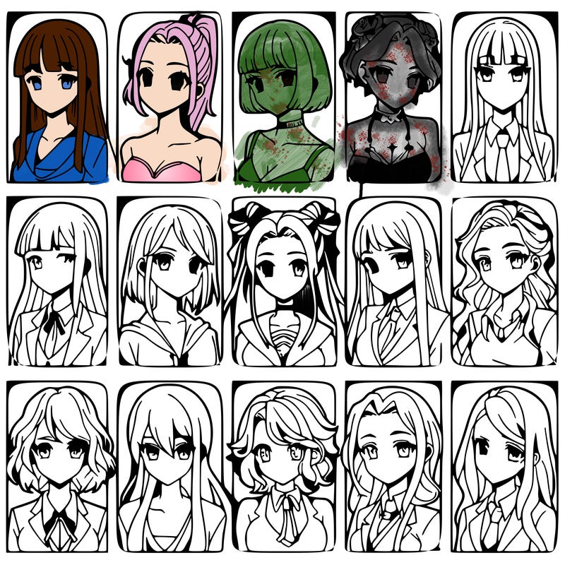 girls that look diffrent anime