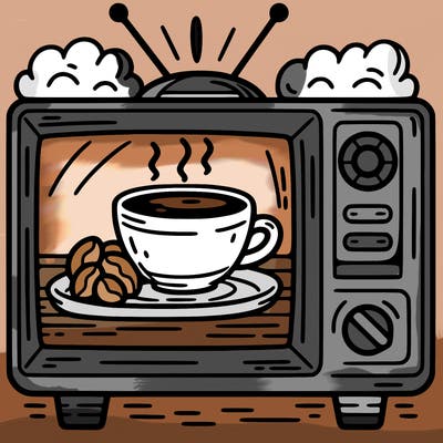 tv with a picture of coffee on it