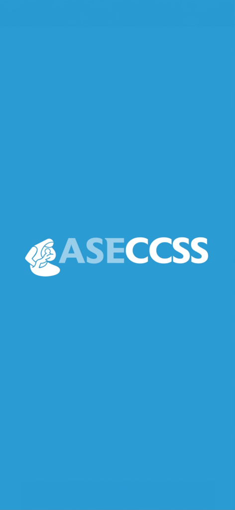 ASECCSS Móvil - ASECCSS Movil app logo on a blue splash screen