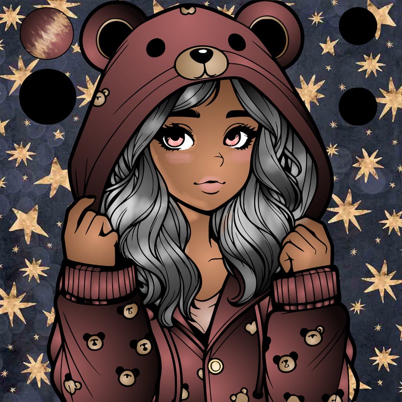 realistic girl in a animal pjs hoodie