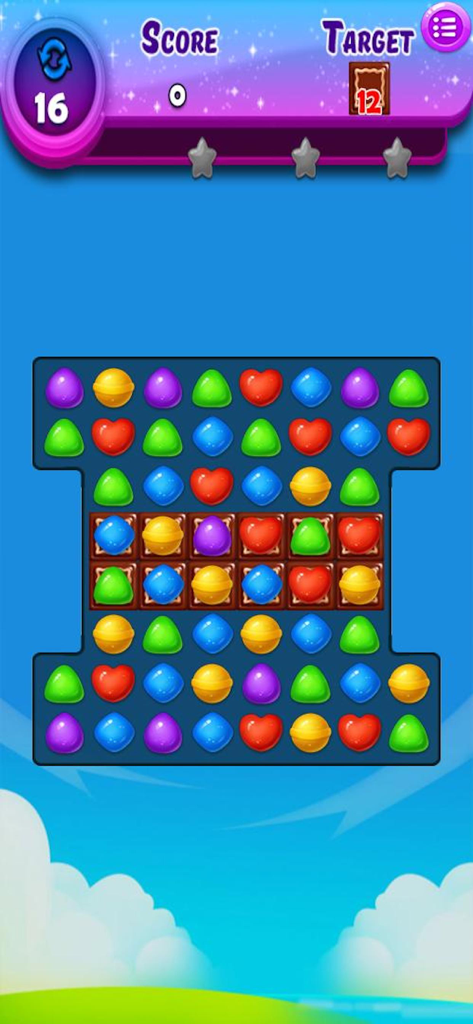 Sweet Candy Blast Fever - Gameplay screen of Sweet Candy Blast Fever showing a colorful match 3 puzzle board