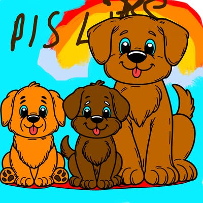 three dogs sitting by each other one small one big and one large