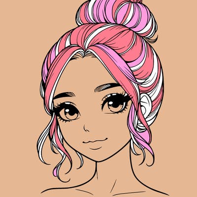 realistic pretty girl with hair in bun