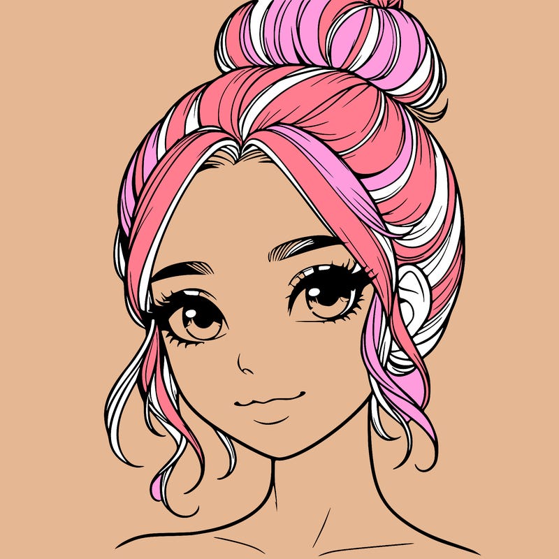 realistic pretty girl with hair in bun