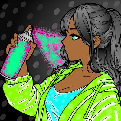 a realistic girl spray, painting
