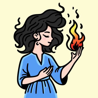 woman with fire