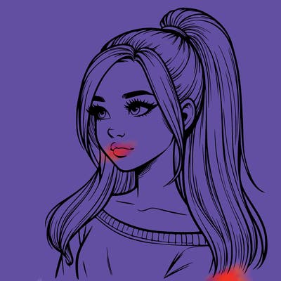 realistic girl with a high ponytail