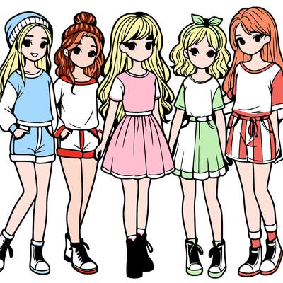 a group of five girls