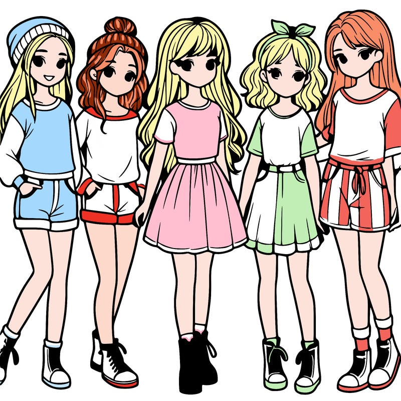 a group of five girls