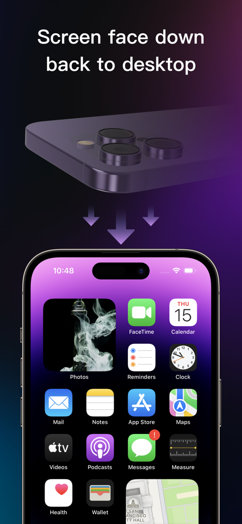 GalleryVault -Hide Photo Video - Demonstration of GalleryVault facedown lock feature automatically returning the phone to the desktop screen for privacy