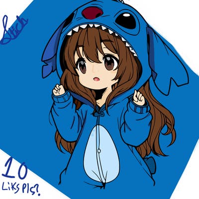 anime girl in a stitch onsie